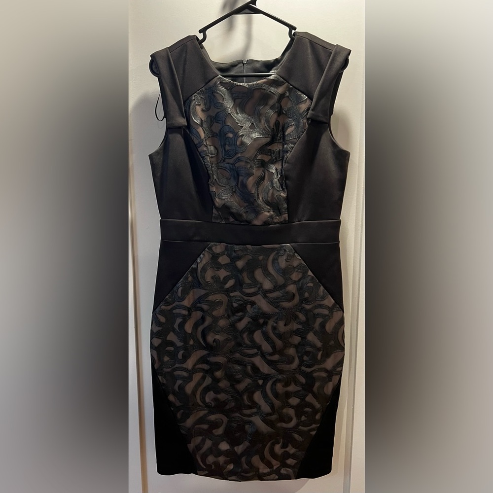 R&M Richards | Faux Leather Chunky Lace Dress